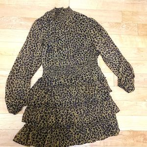 NWOT Express Leopard print ruffle mini dress